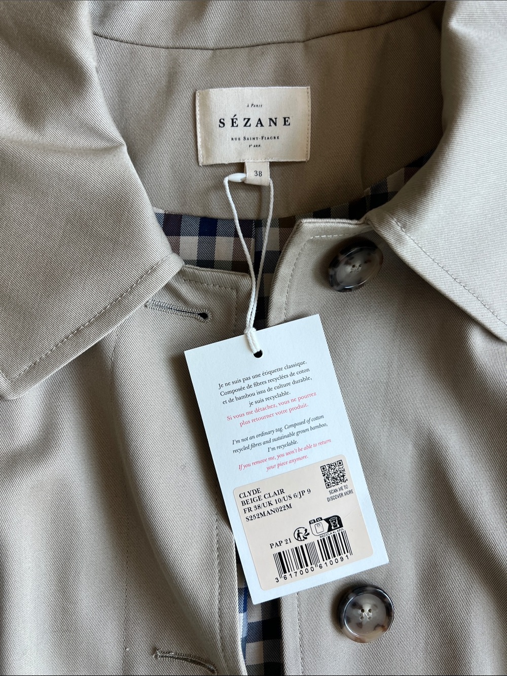 Sezane Clyde trench coat - Picture 3 of 3